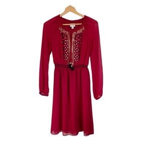 Altuzarra for Target Red Embroidered Sequin Peasant Tassel dress size 2